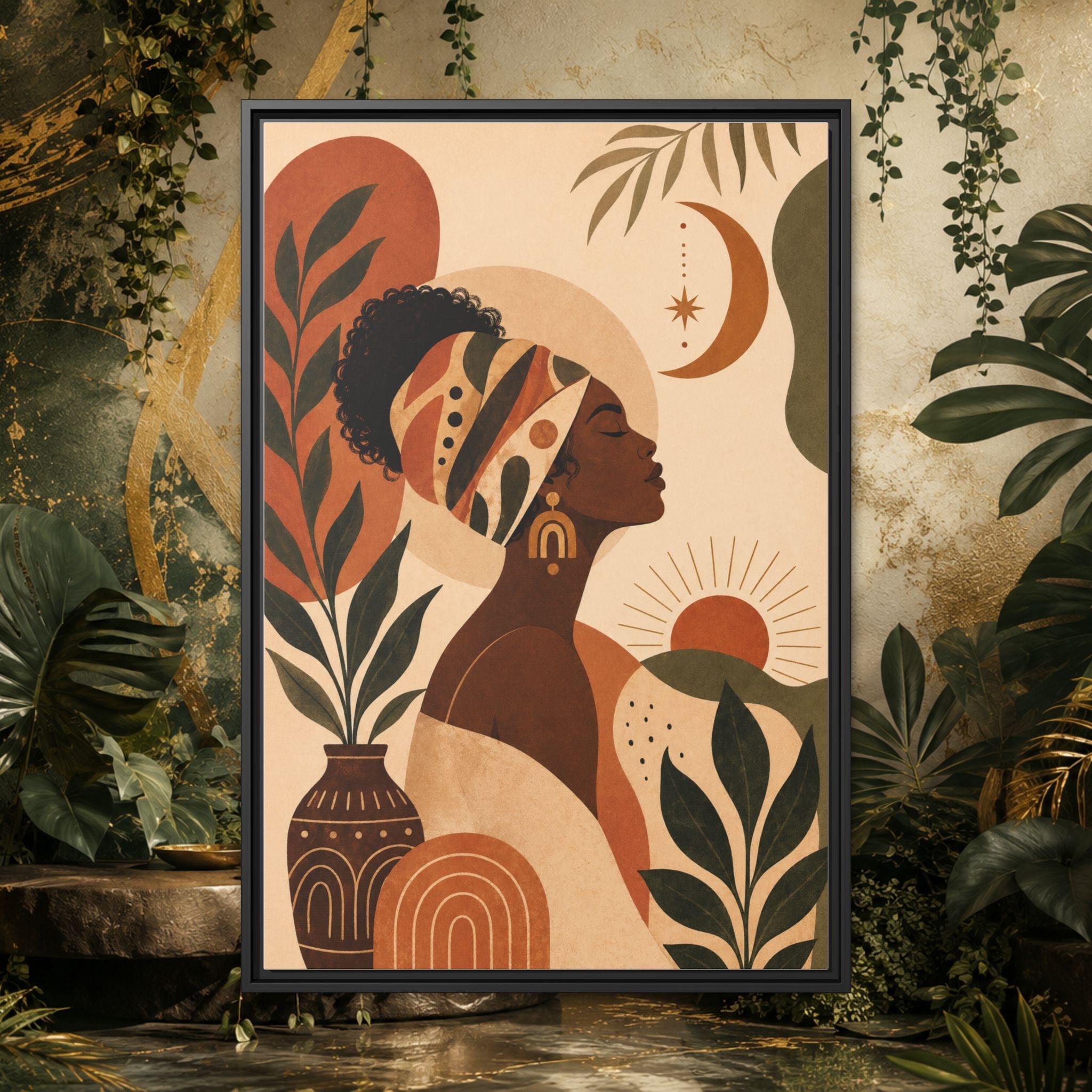 Framed Afrocentric Canvas — Boho Wall Art
