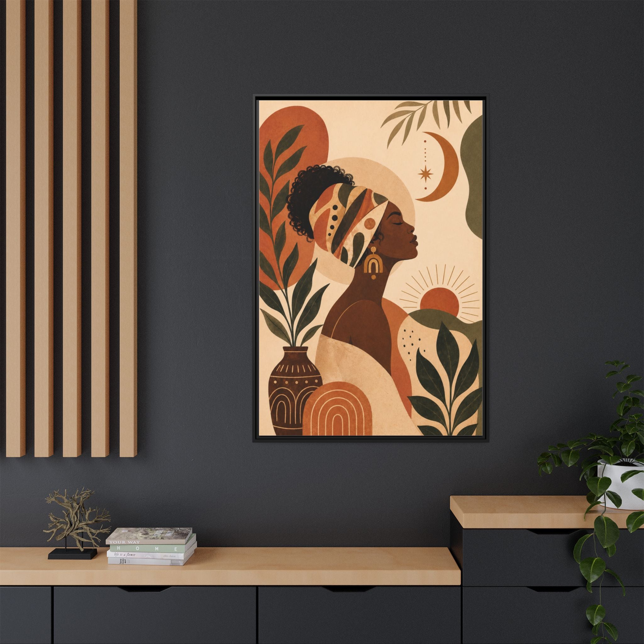 Framed Afrocentric Canvas — Boho Wall Art