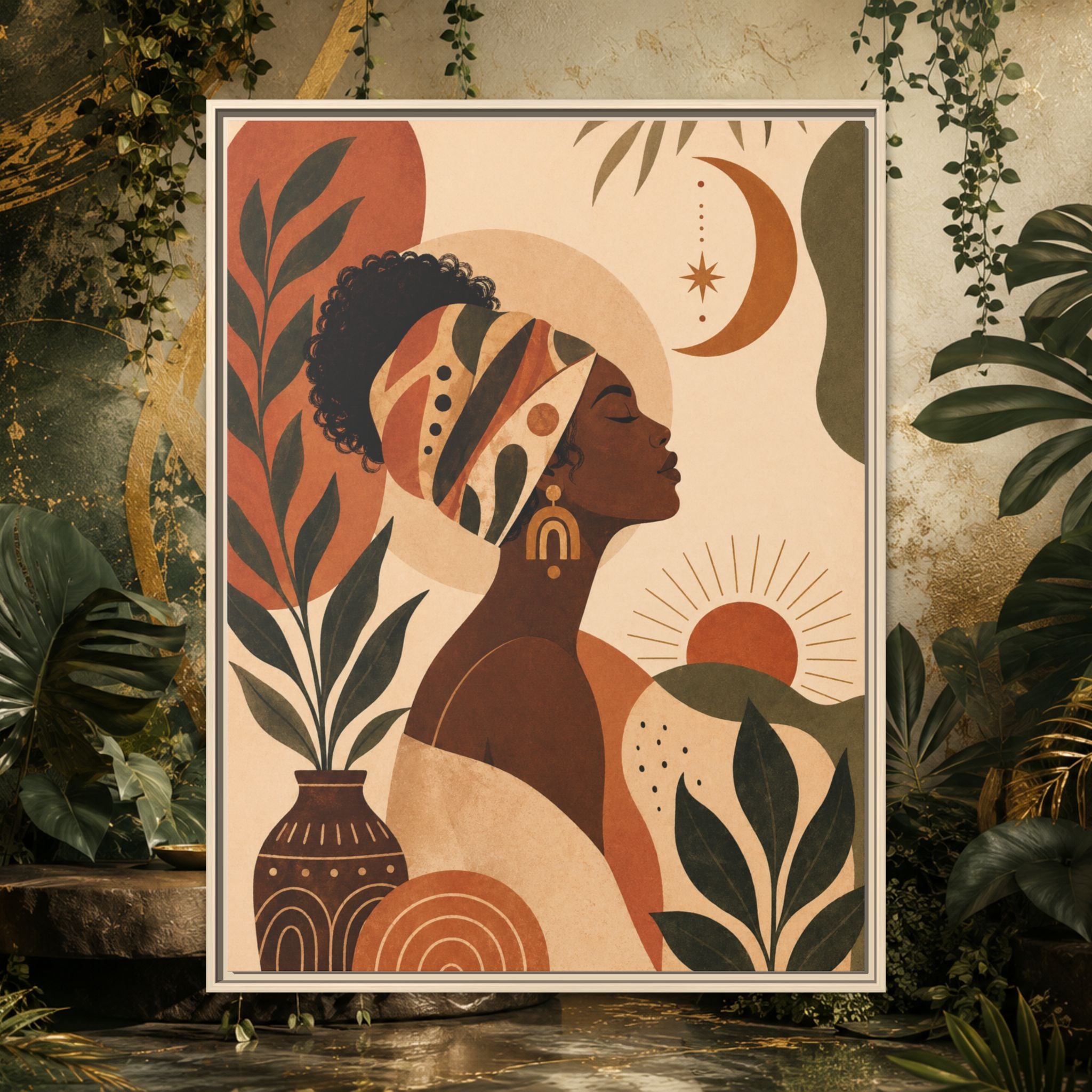 Framed Afrocentric Canvas — Boho Wall Art