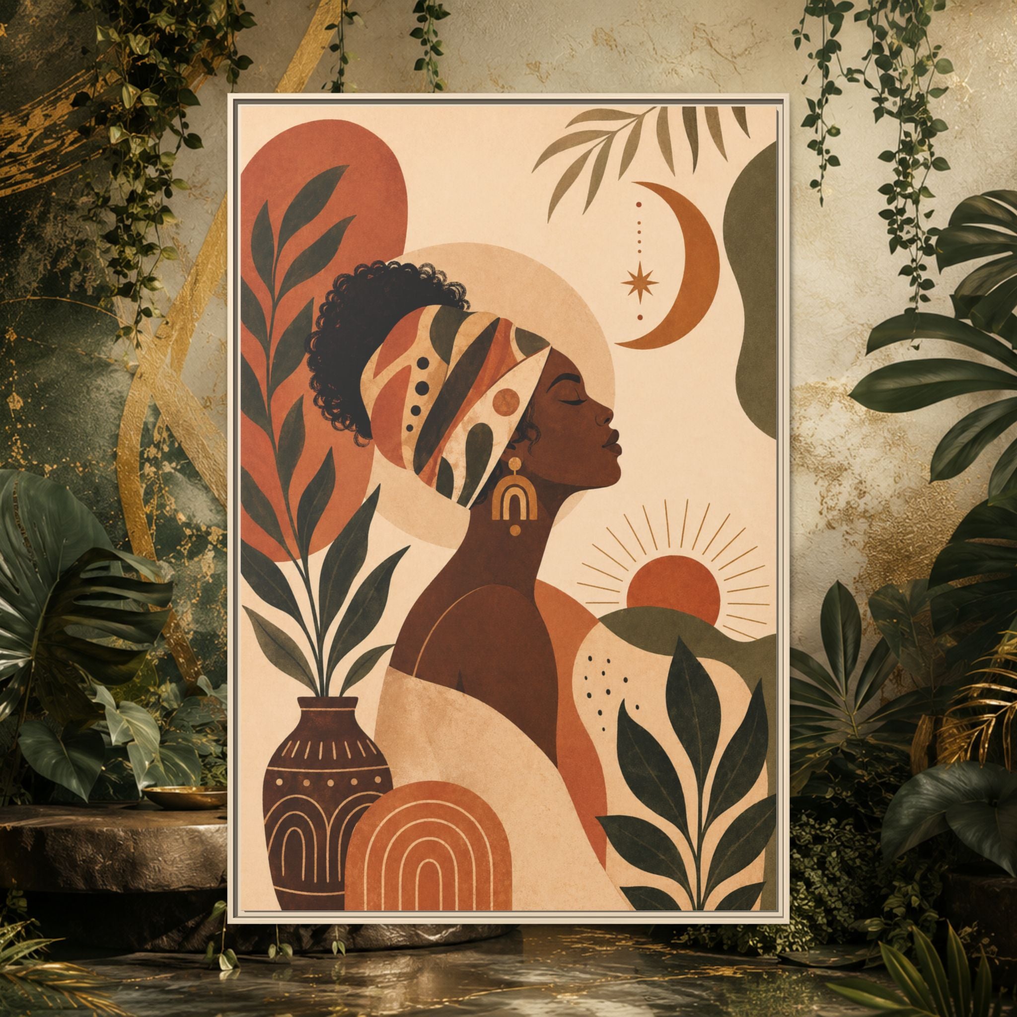 Framed Afrocentric Canvas — Boho Wall Art