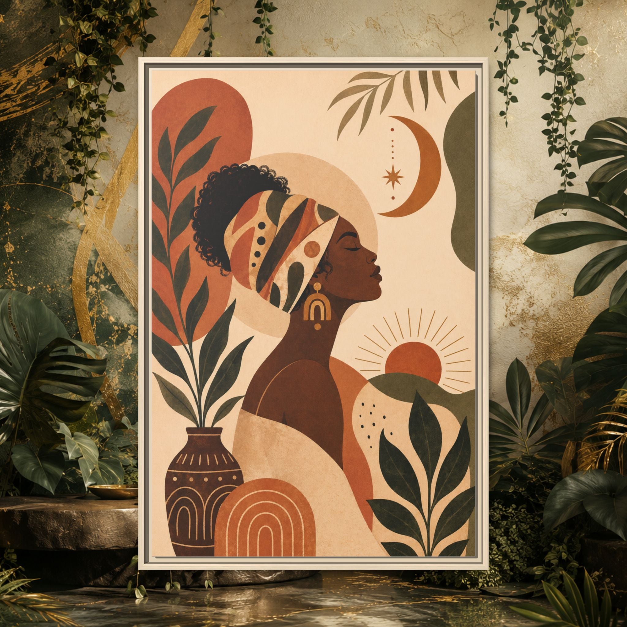 Framed Afrocentric Canvas — Boho Wall Art
