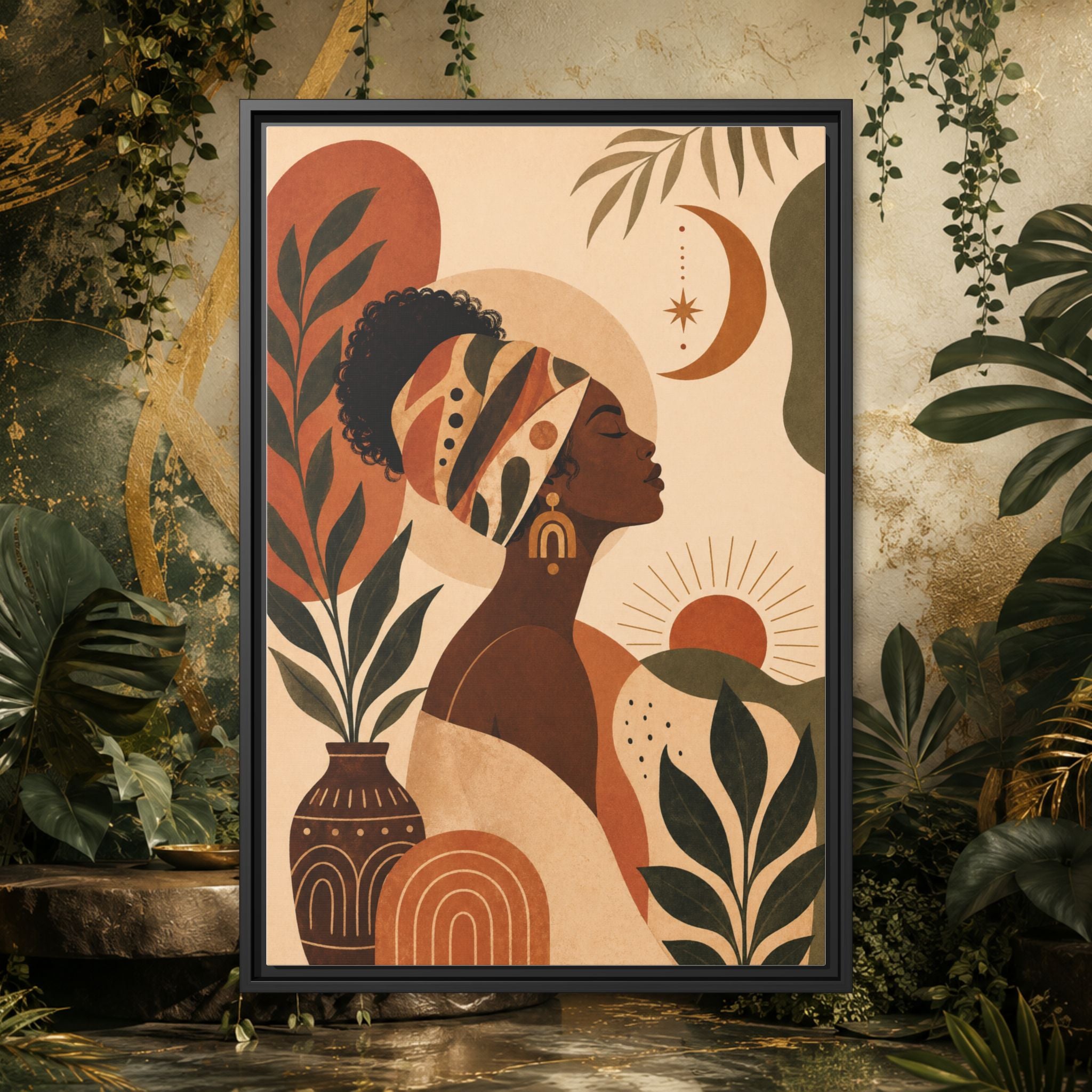 Framed Afrocentric Canvas — Boho Wall Art