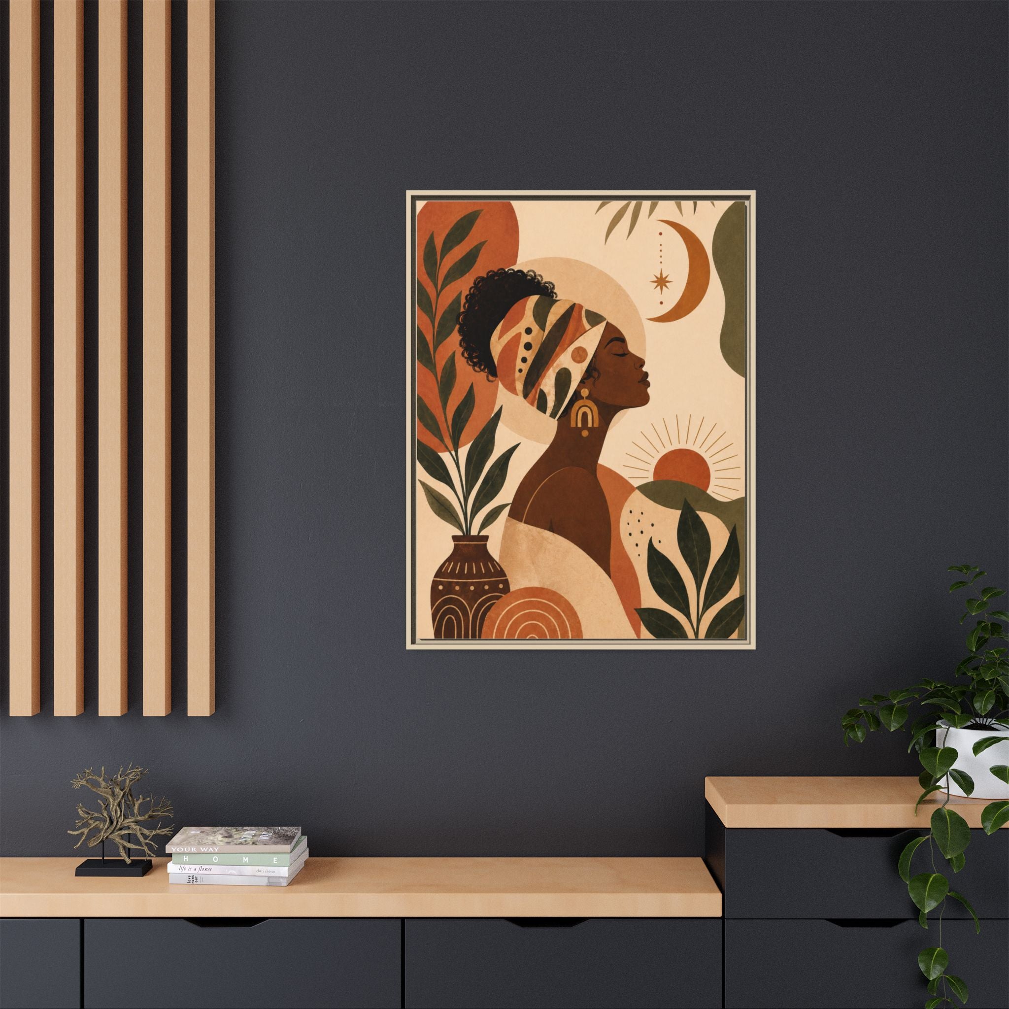 Framed Afrocentric Canvas — Boho Wall Art