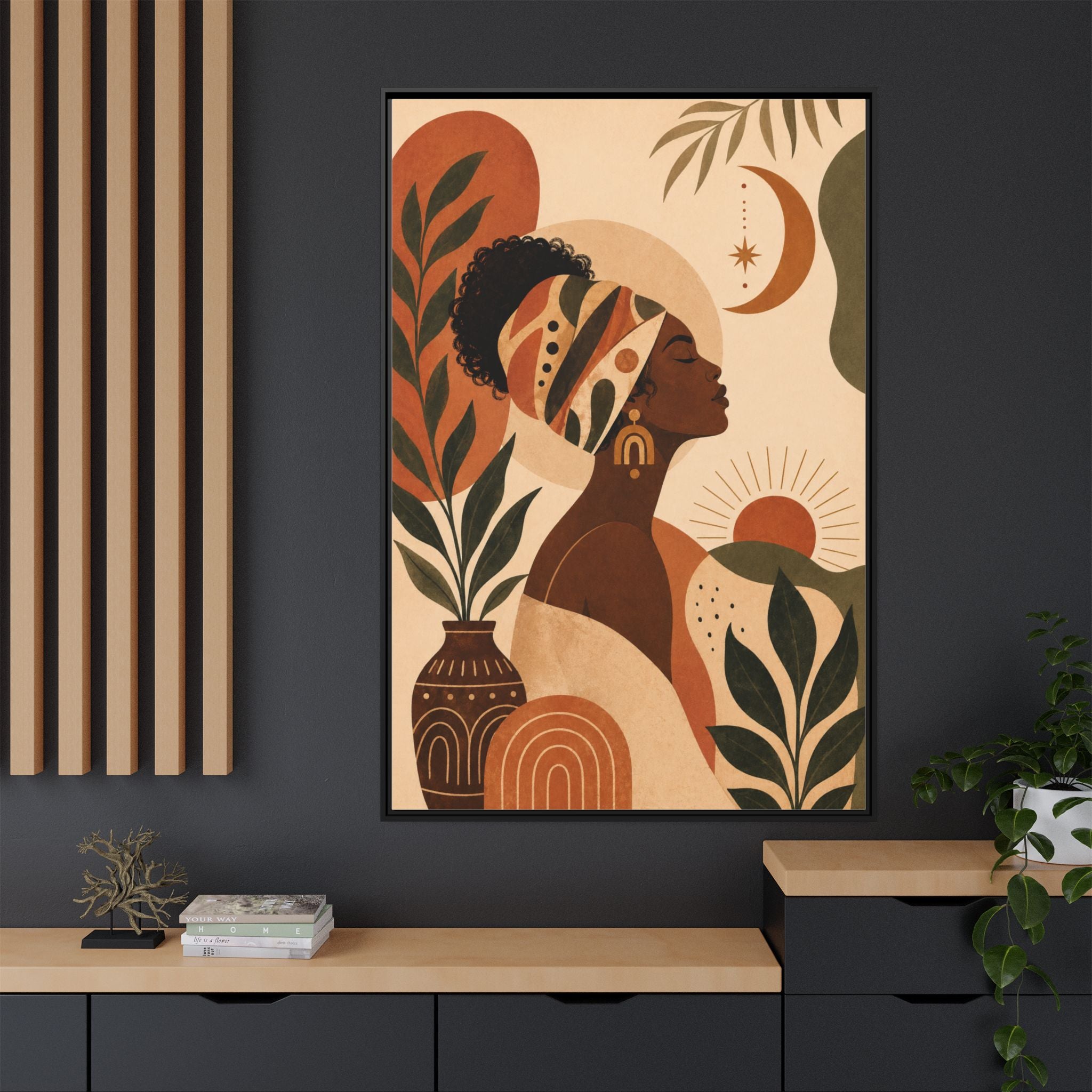 Framed Afrocentric Canvas — Boho Wall Art