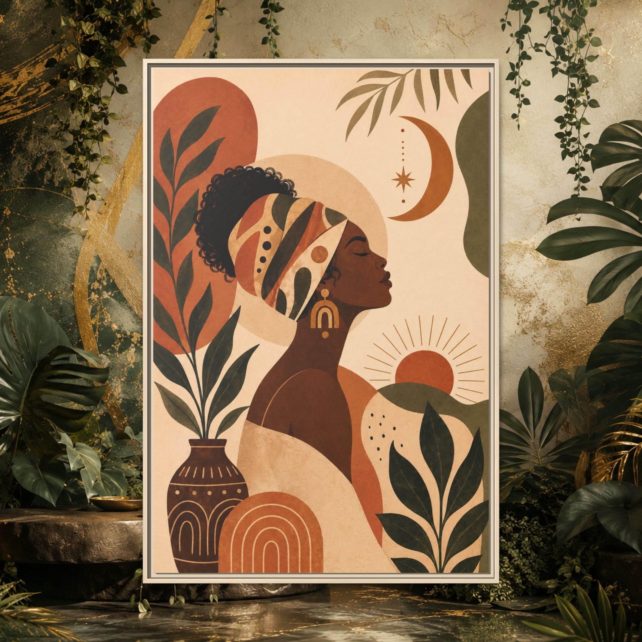 Framed Afrocentric Canvas — Boho Wall Art