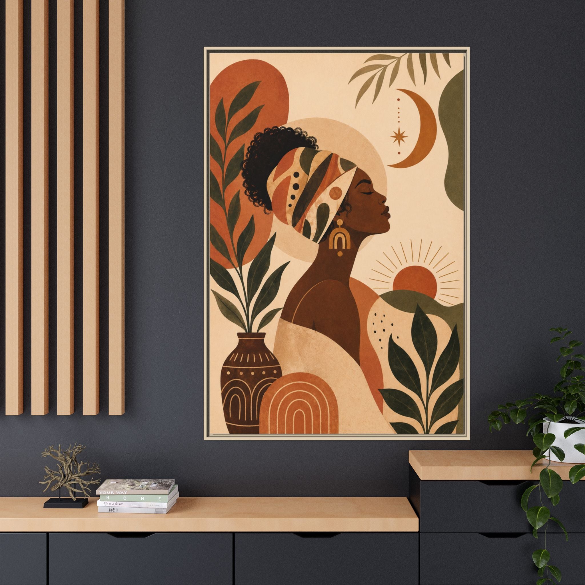 Framed Afrocentric Canvas — Boho Wall Art