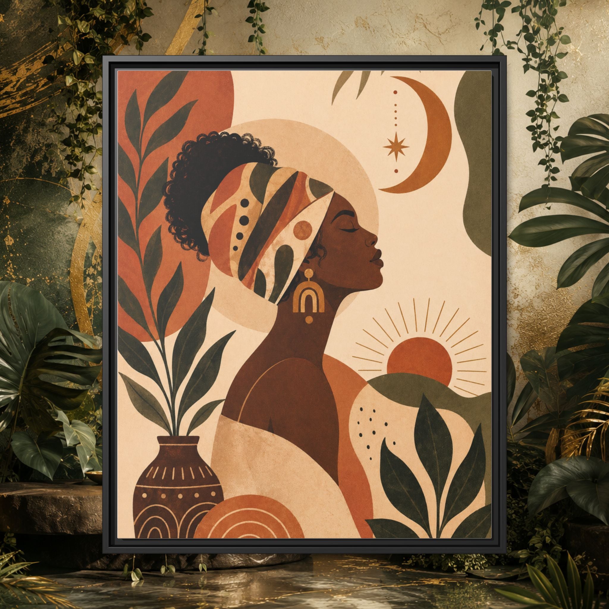Framed Afrocentric Canvas — Boho Wall Art