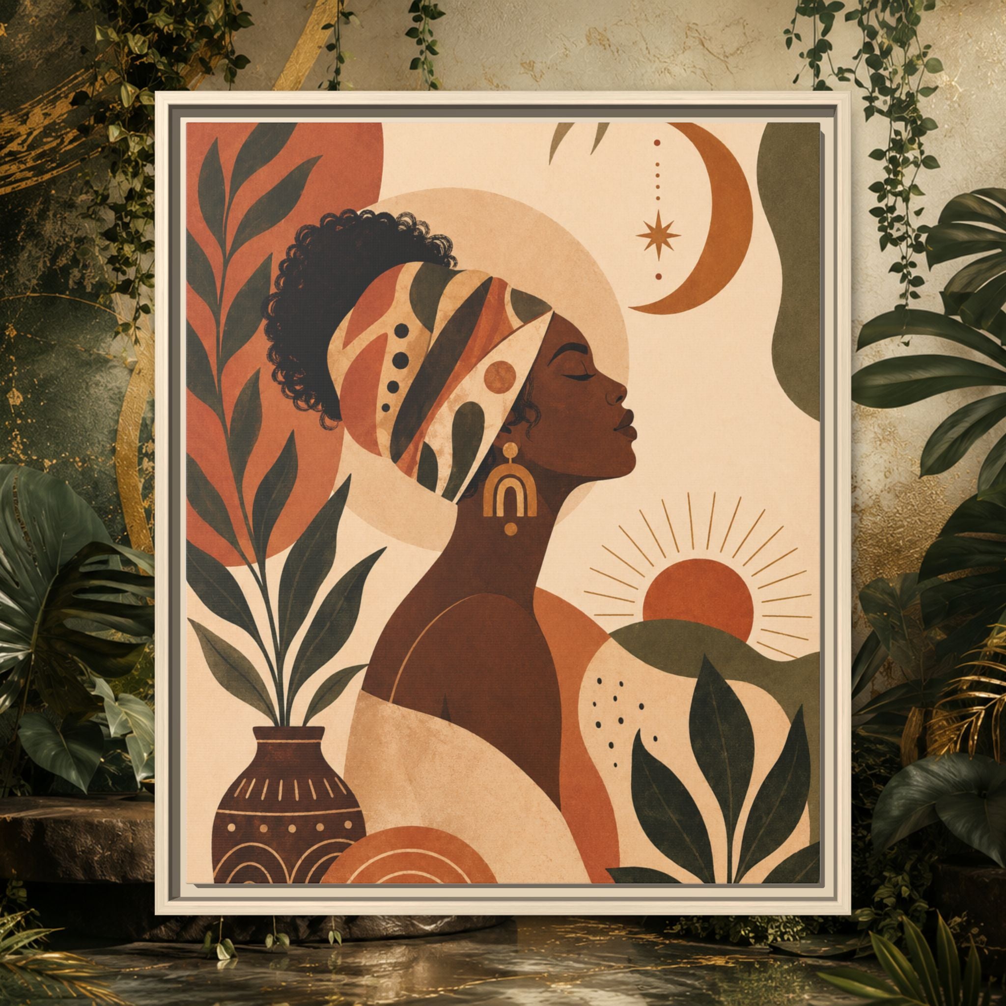 Framed Afrocentric Canvas — Boho Wall Art