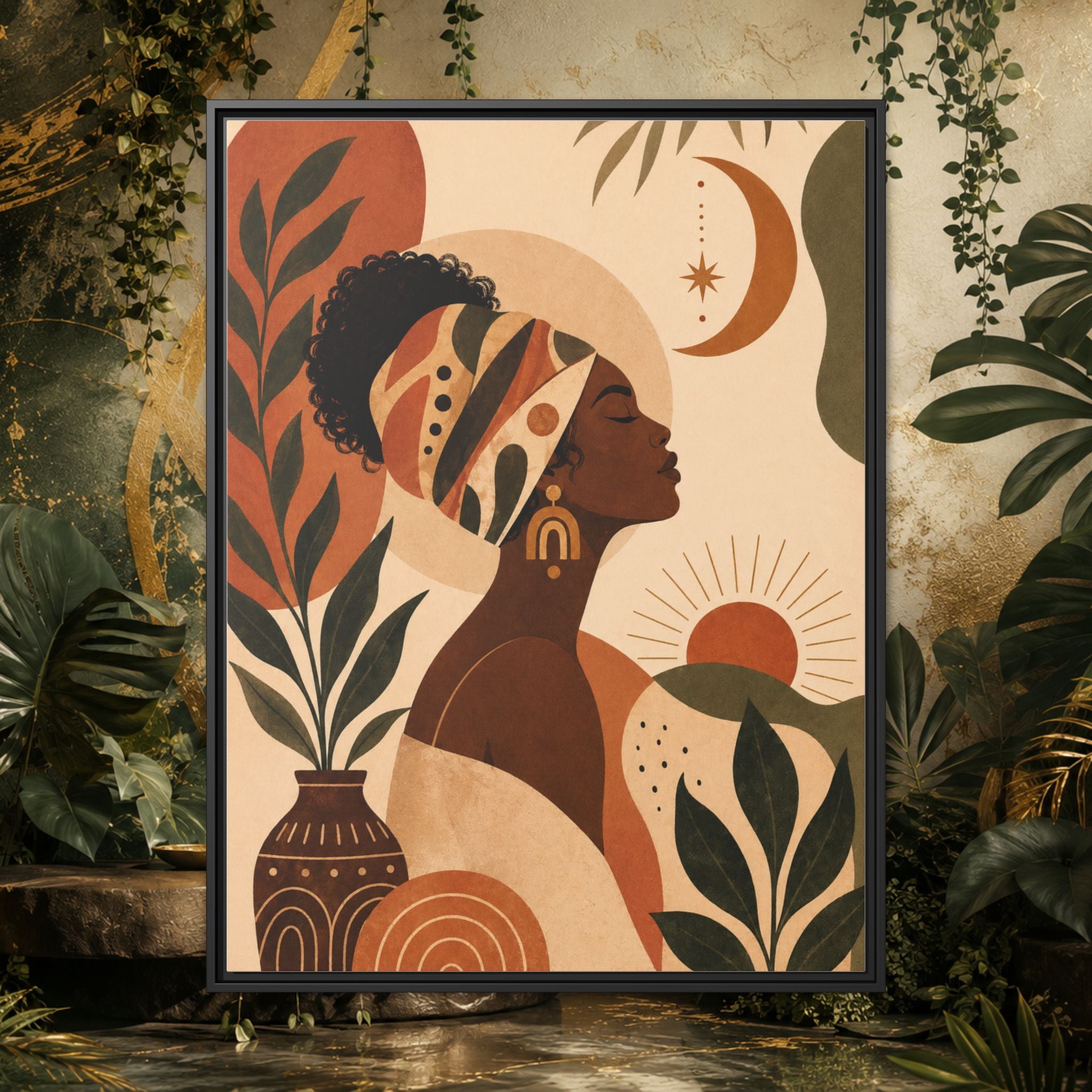 Framed Afrocentric Canvas — Boho Wall Art