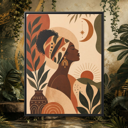 Framed Afrocentric Canvas — Boho Wall Art