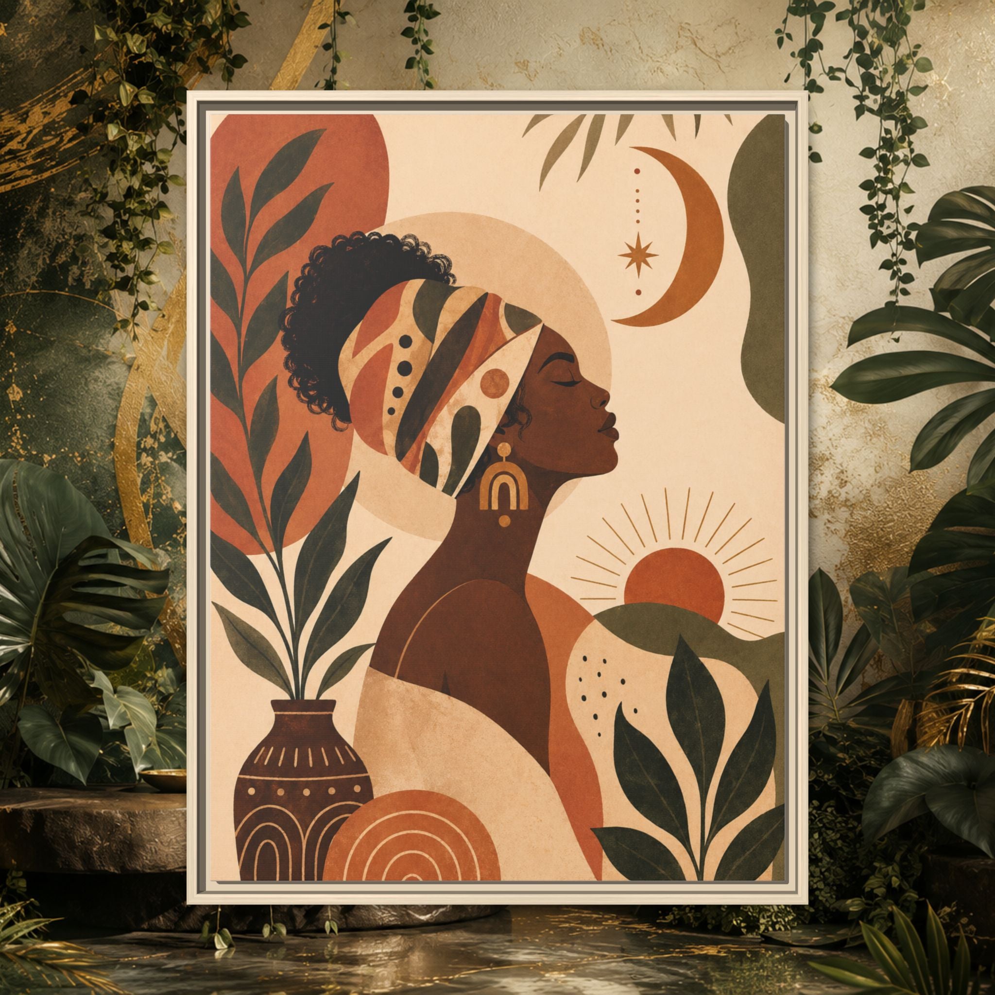 Framed Afrocentric Canvas — Boho Wall Art