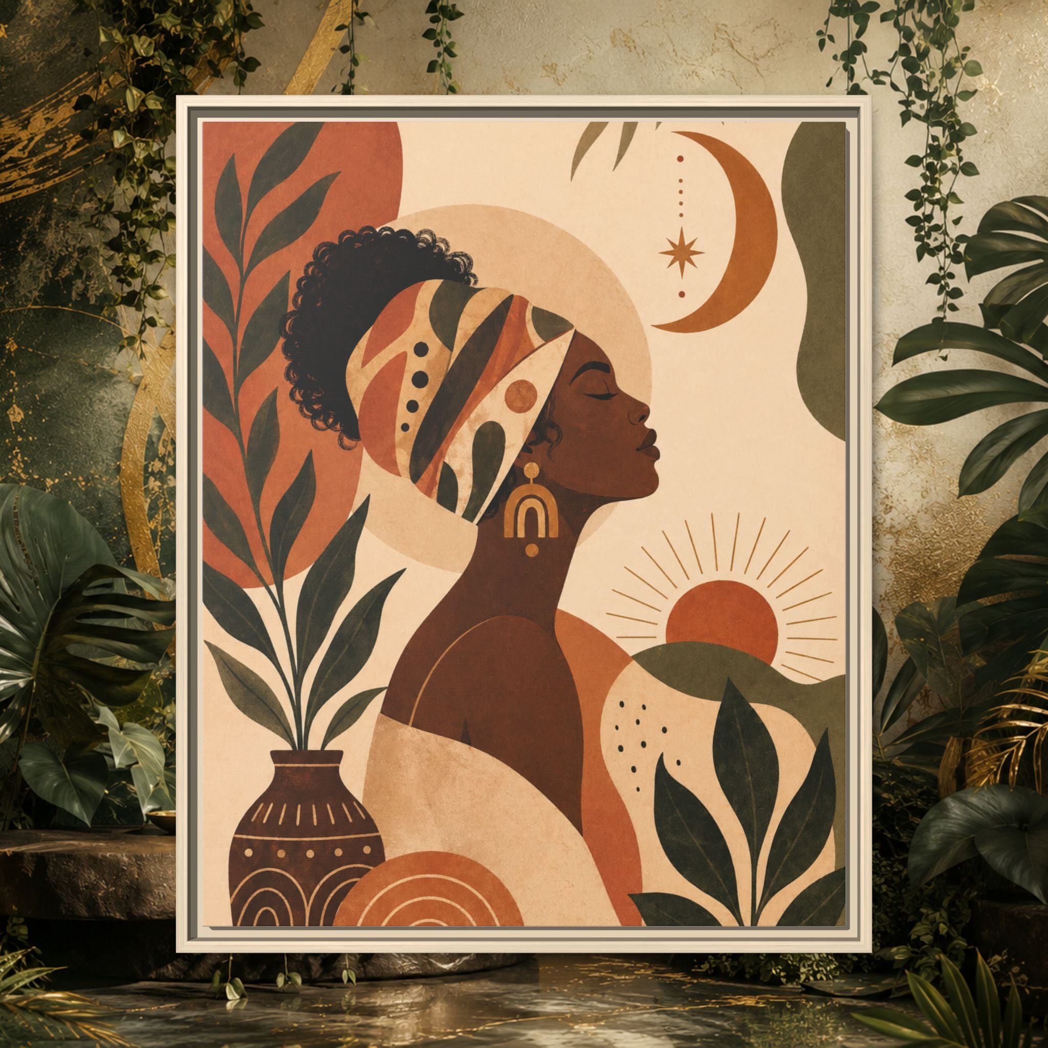 Framed Afrocentric Canvas — Boho Wall Art