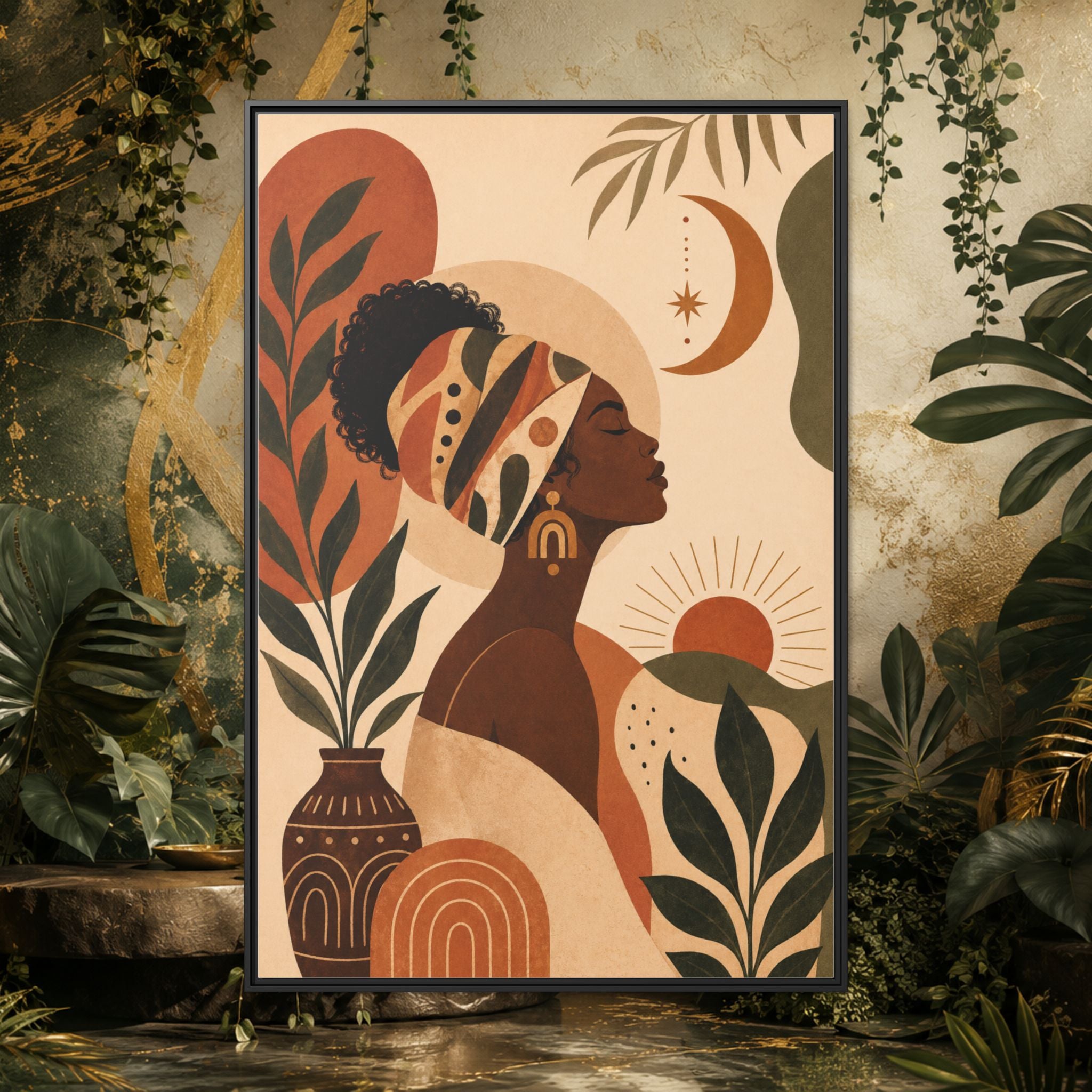 Framed Afrocentric Canvas — Boho Wall Art