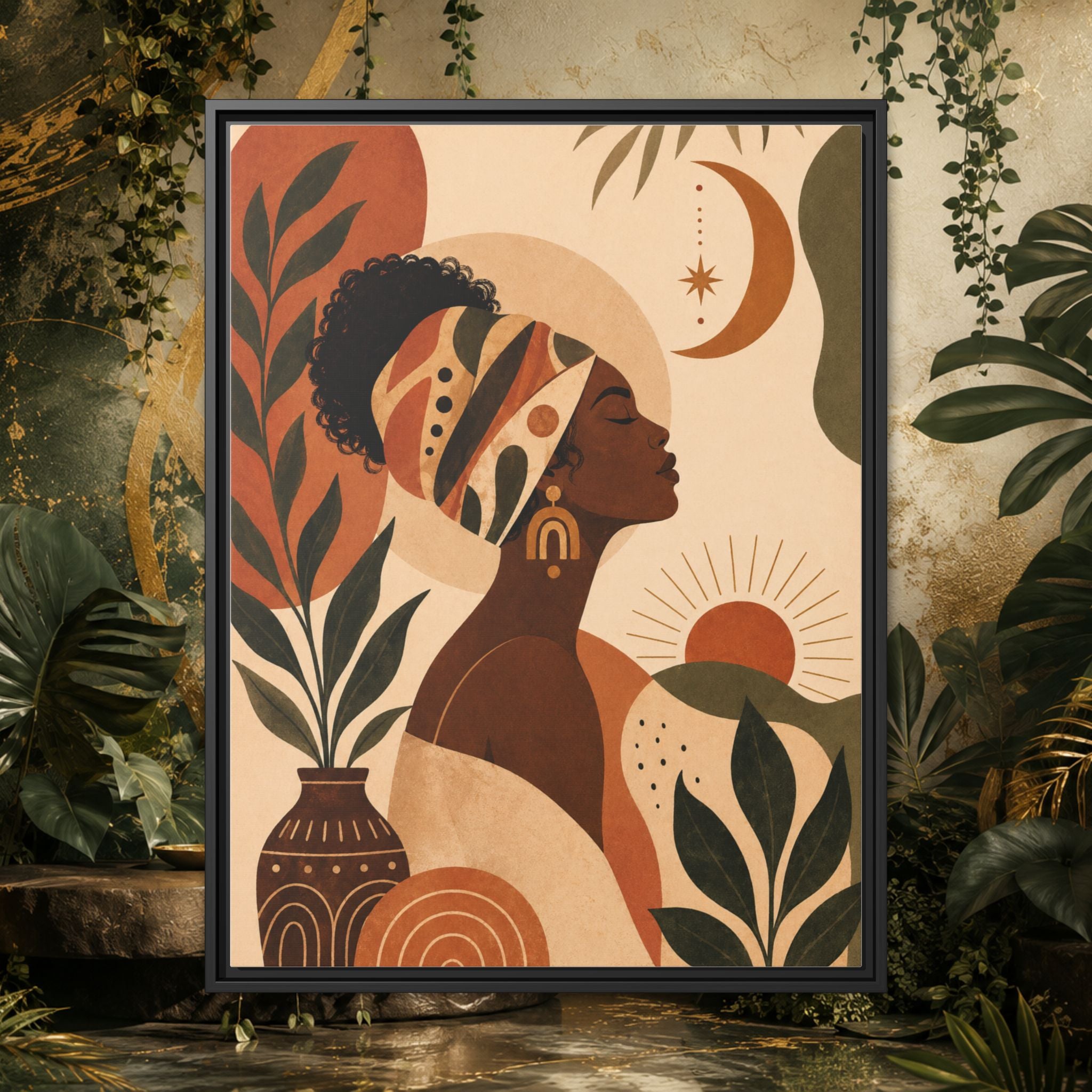 Framed Afrocentric Canvas — Boho Wall Art